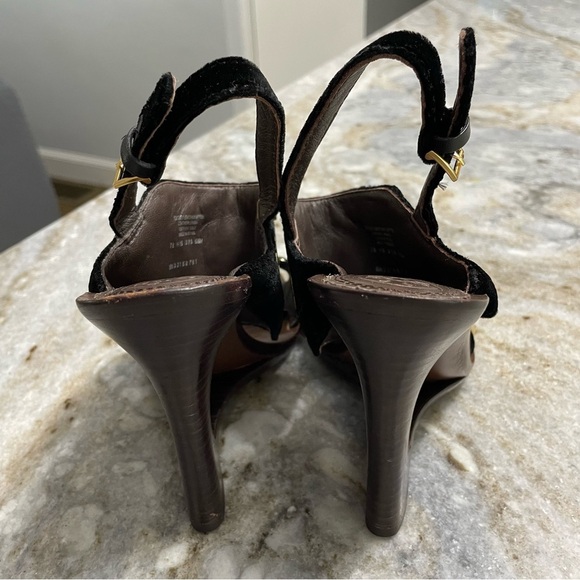 Tory Burch Kingsbridge Black Velvet Studded Wedge Sandals - Picture 10 of 14